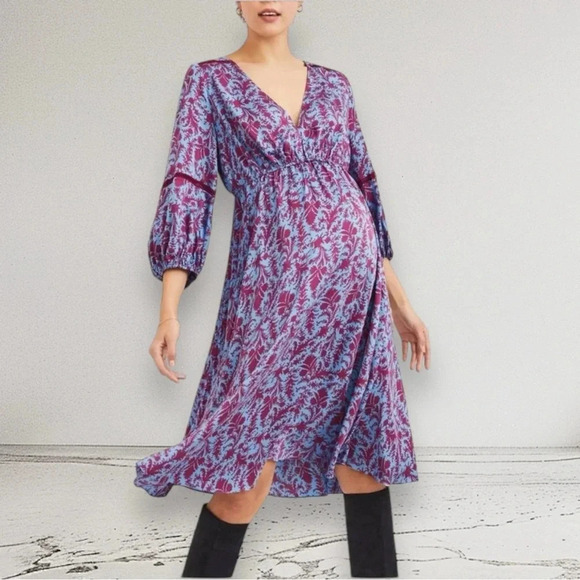 NEW HATCH The Juliet Printed Dress in Sky blue Magenta Floral Size 0 - Picture 16 of 16